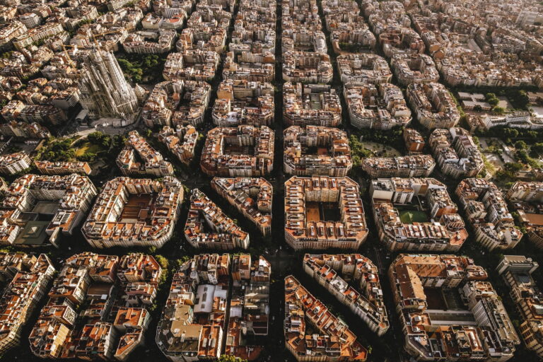 Eixample-kvarteret i Barcelona set fra luften